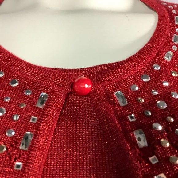 Alfred Dunner Embellished 3/4 Sleeve 2 Fer Sweater Set - Red - Size 1X - Picture 3 of 5